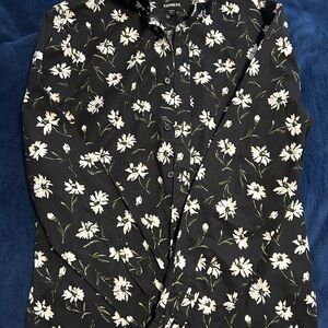 Express Black Floral Men's Shirt